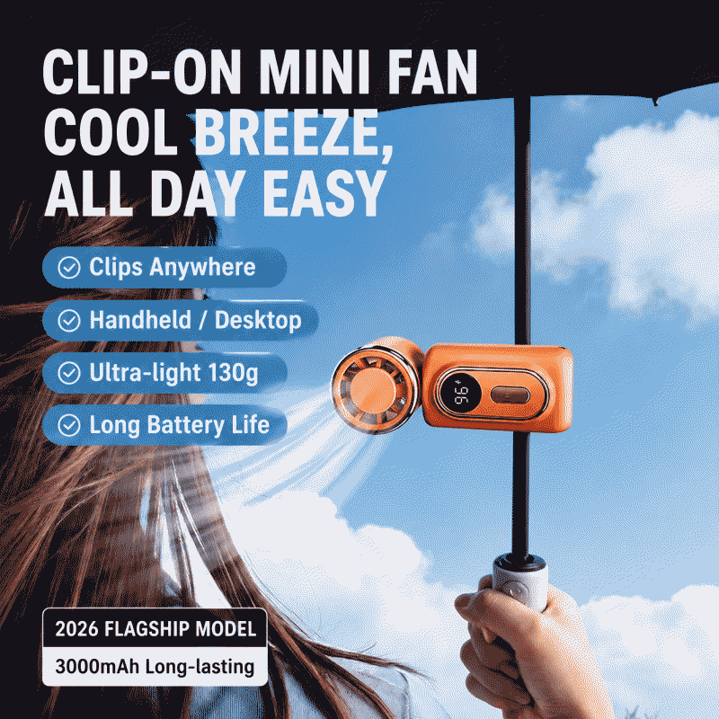 FY30 Clip-on small fan, rotatable head, silent clip, handheld fan, student, USB charging, office desktop, bedroom