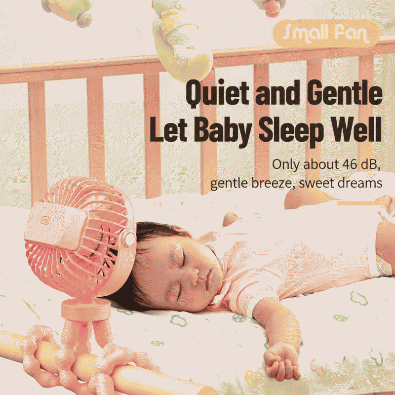 Outdoor mini low-noise portable octopus-style winding and folding handheld baby carriage charging fan