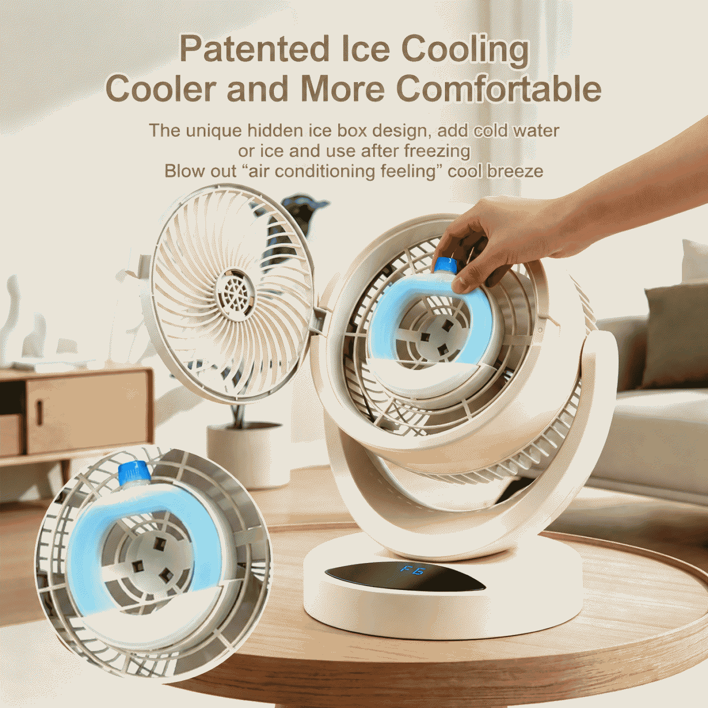 Circulating fan with ice cooling function, charging air circulation fan, USB desk fan, household electric fan
