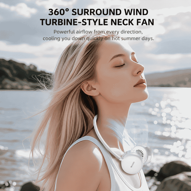 Best-selling neck-hanging fan, small, portable, foldable, high wind power, long battery life, lazy person's small fan