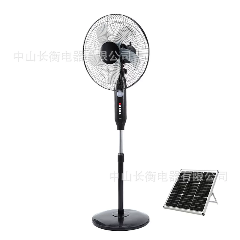 16-inch solar-powered floor-standing fan with lighting, suitable for indoor and outdoor emergency use