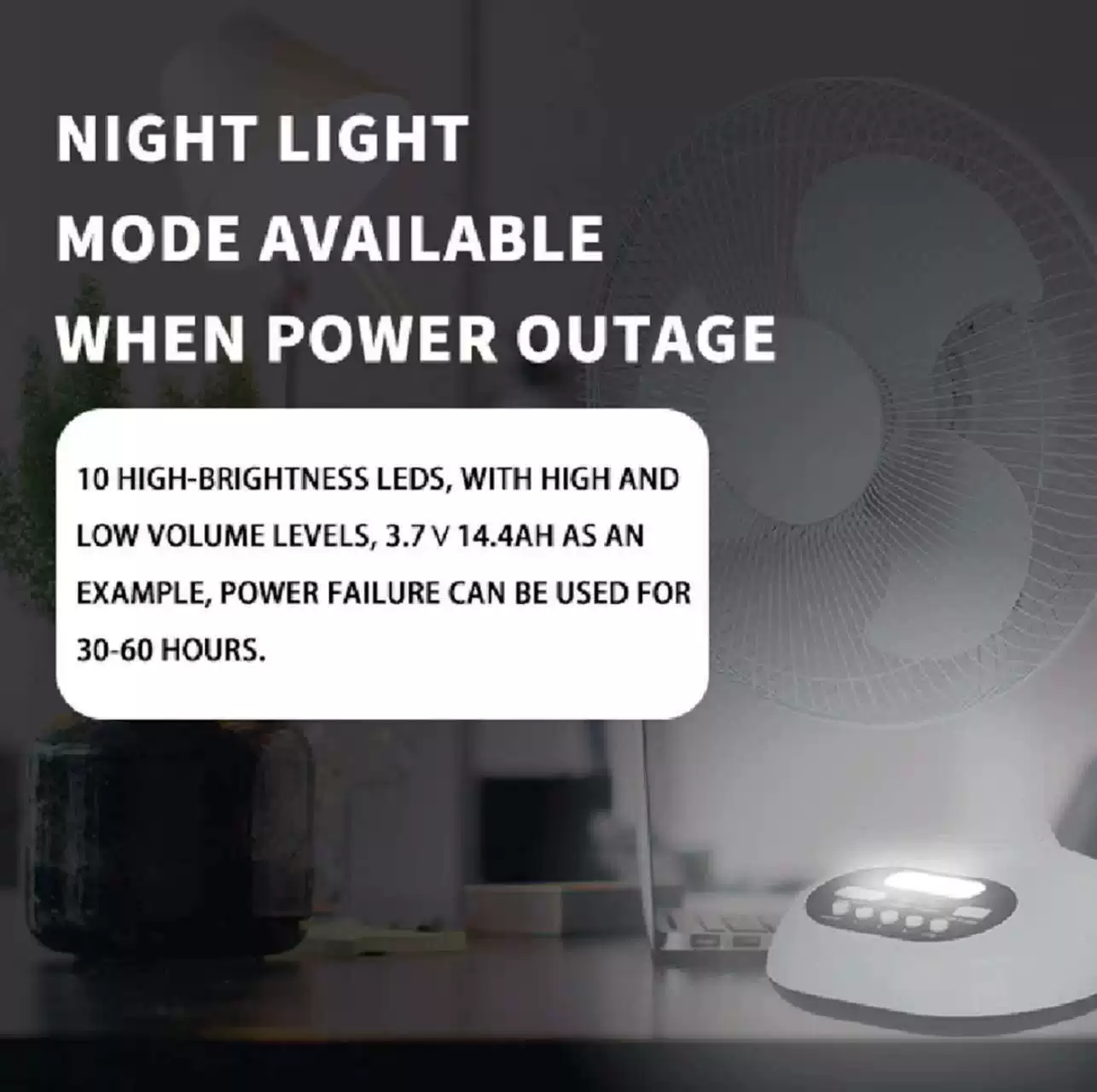 PUREVIEW 12-inch USB solar fan, rechargeable, with a swing head, light, and table fan
