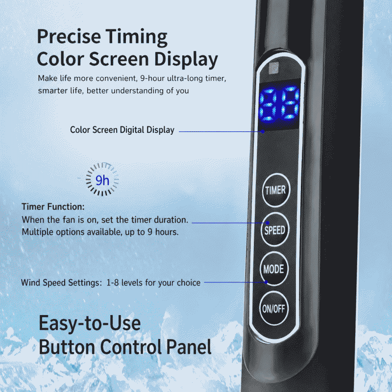 Floor-standing fan, electric fan, household floor fan, remote control, vertical, oscillating, silent floor fan