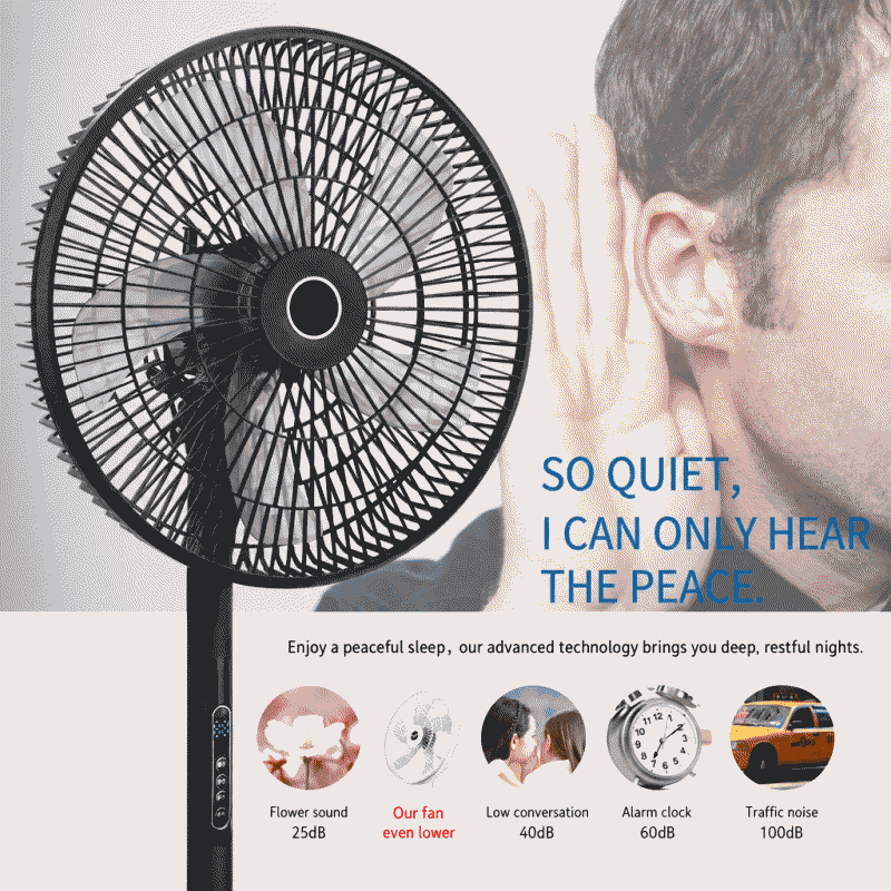Floor-standing fan, electric fan, household floor fan, remote control, vertical, oscillating, silent floor fan