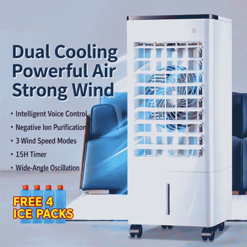 Air conditioning fan with super cooling effect, portable electric fan, small household bedroom air cooler, with water and ice circulation