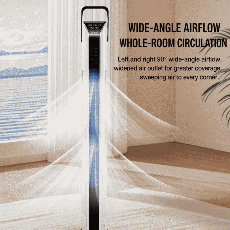 Intelligent tower fan, household new style tower bladeless fan, silent oscillating electric fan, energy-saving and power-saving floor fan