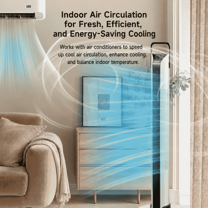 Intelligent tower fan, household new style tower bladeless fan, silent oscillating electric fan, energy-saving and power-saving floor fan