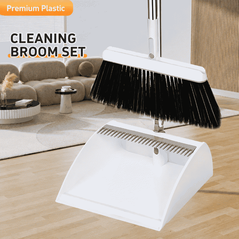 Household rotary broom and dustpan set with soft bristles, suitable for sweeping the bathroom without sticking to hair, broom, cleaning broom