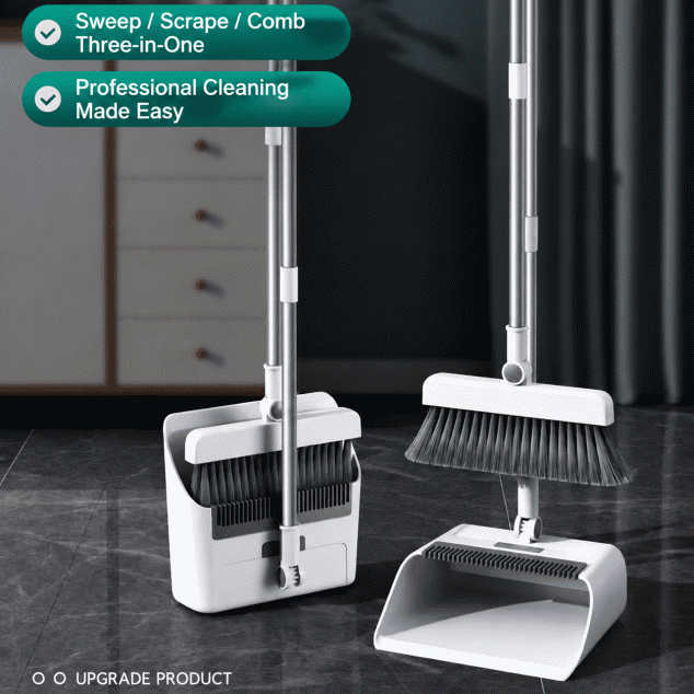 Special sale three-in-one set of folding and storage, long-bristled broom handle/floor brush/dustpan