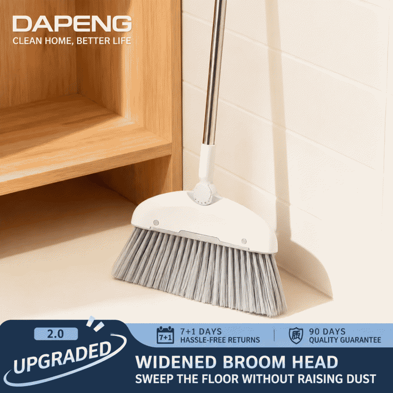 New high-appearance level broom, foldable broom head set, household floor brush, sturdy and durable broom, stainless steel long handle