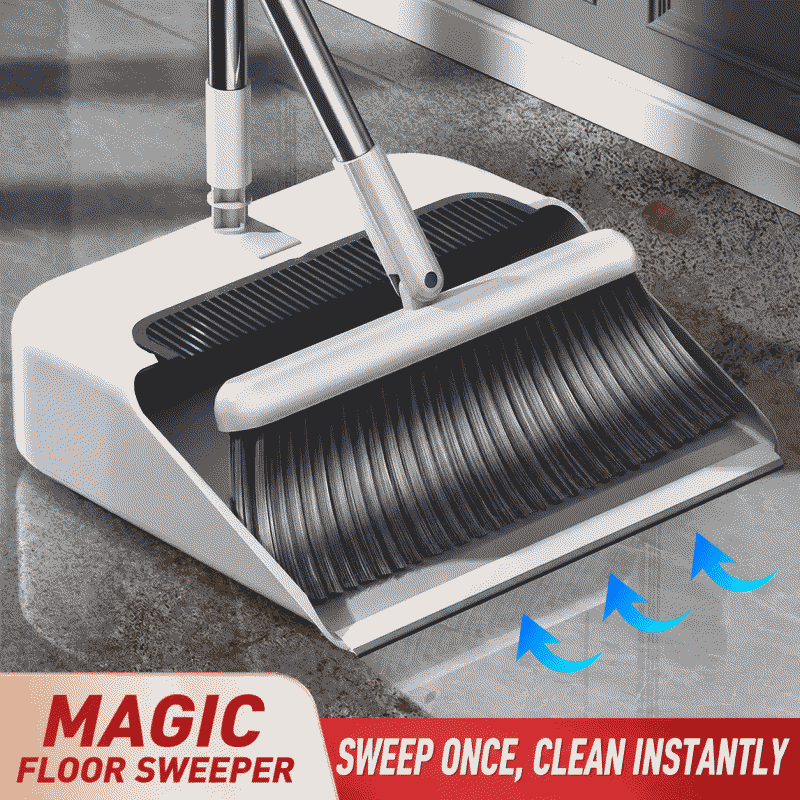 A household sweeping broom and dustpan set, a combination of a sweeping broom and a board floor water scraper, a magic folding handle
