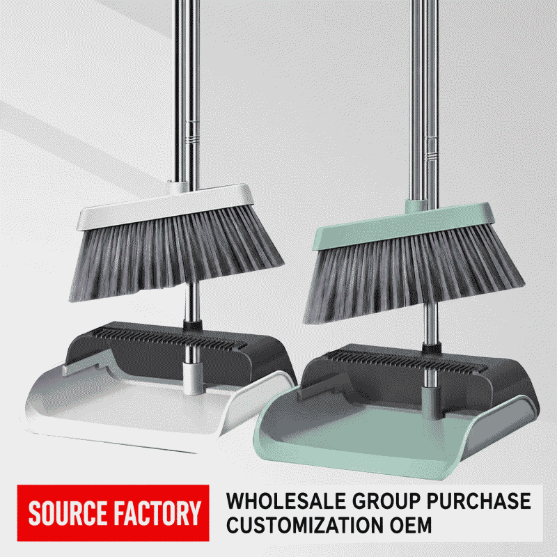 Broom and dustpan set, sweeping broom and dustpan combination, soft bristles, single broom, non-stick to hair, thickened, reinforced, thickened