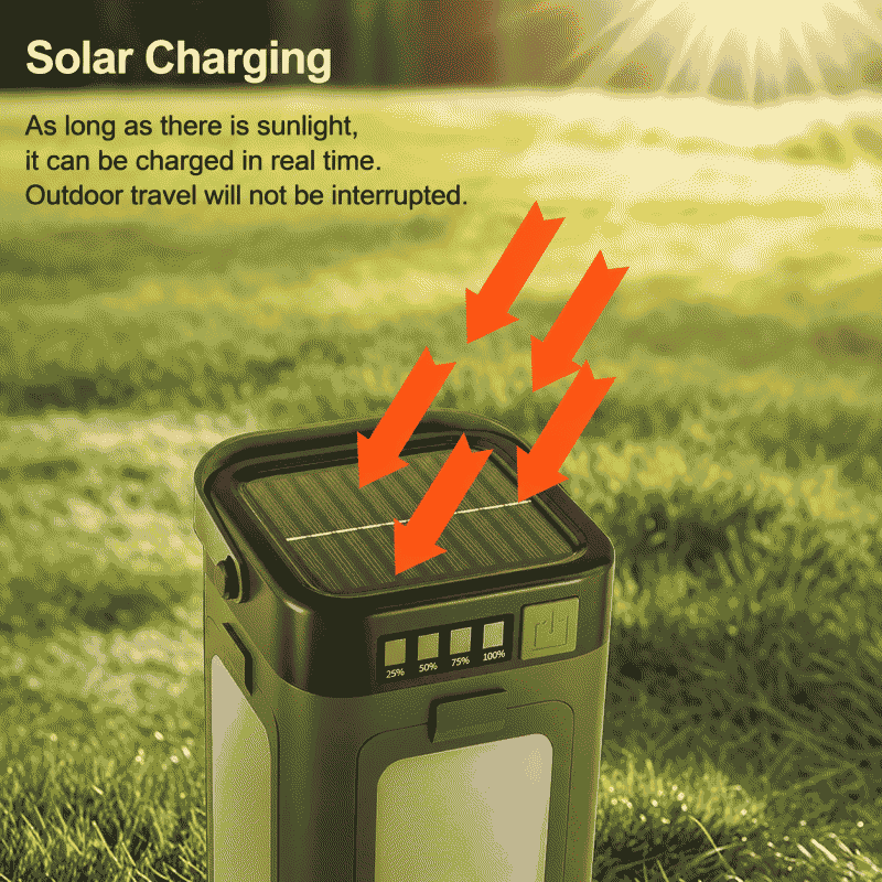 Solar-powered rechargeable four-leaf camping light with dual light sources, 90° foldable, rechargeable outdoor emergency lighting
