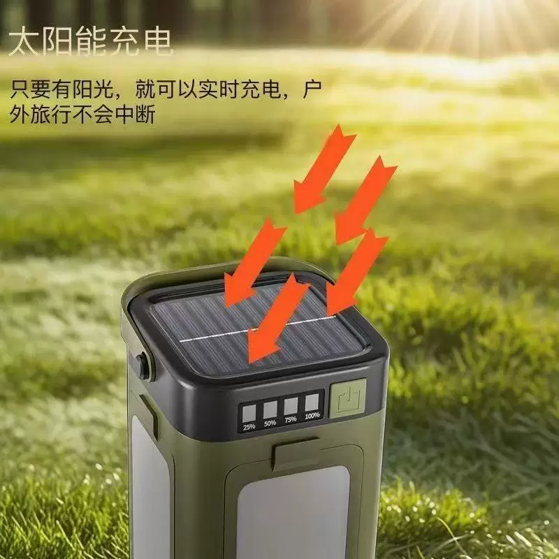 Solar-powered rechargeable four-leaf camping light with dual light sources, 90° foldable, rechargeable outdoor emergency lighting