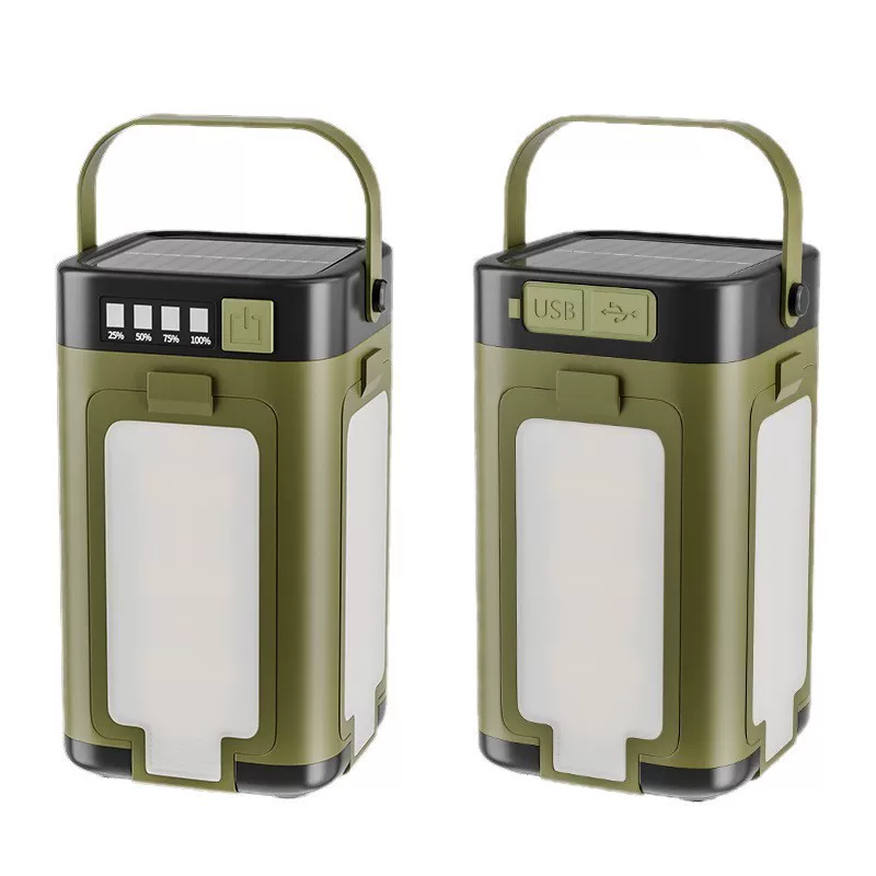 Solar-powered rechargeable four-leaf camping light with dual light sources, 90° foldable, rechargeable outdoor emergency lighting