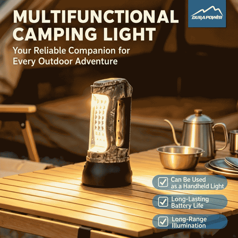 Multi-functional camping light, LED strong light long-range outdoor searchlight, large capacity, long battery life, handheld flashlight