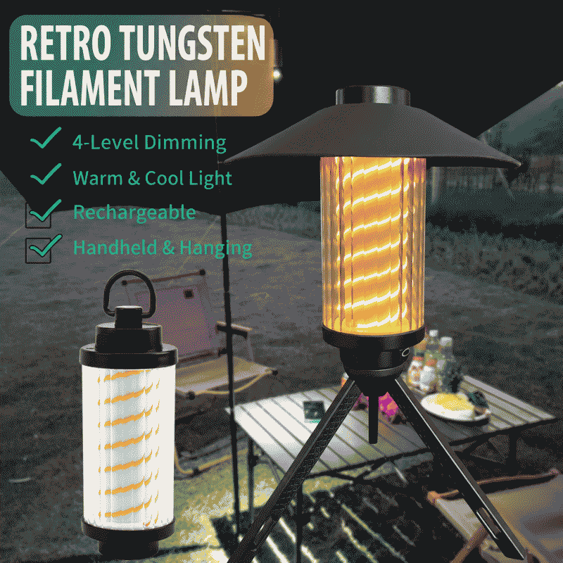 Tent light, outdoor new style, rechargeable tungsten filament lamp, LED camping light, wilderness camping light, lighting atmosphere table lamp, campsite