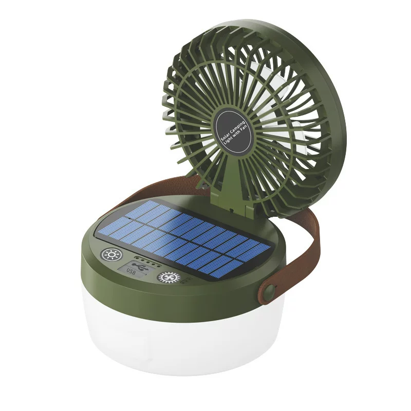 Solar fan light, camping light, multi-functional outdoor, super long battery life, rechargeable tent light, emergency light, camping light