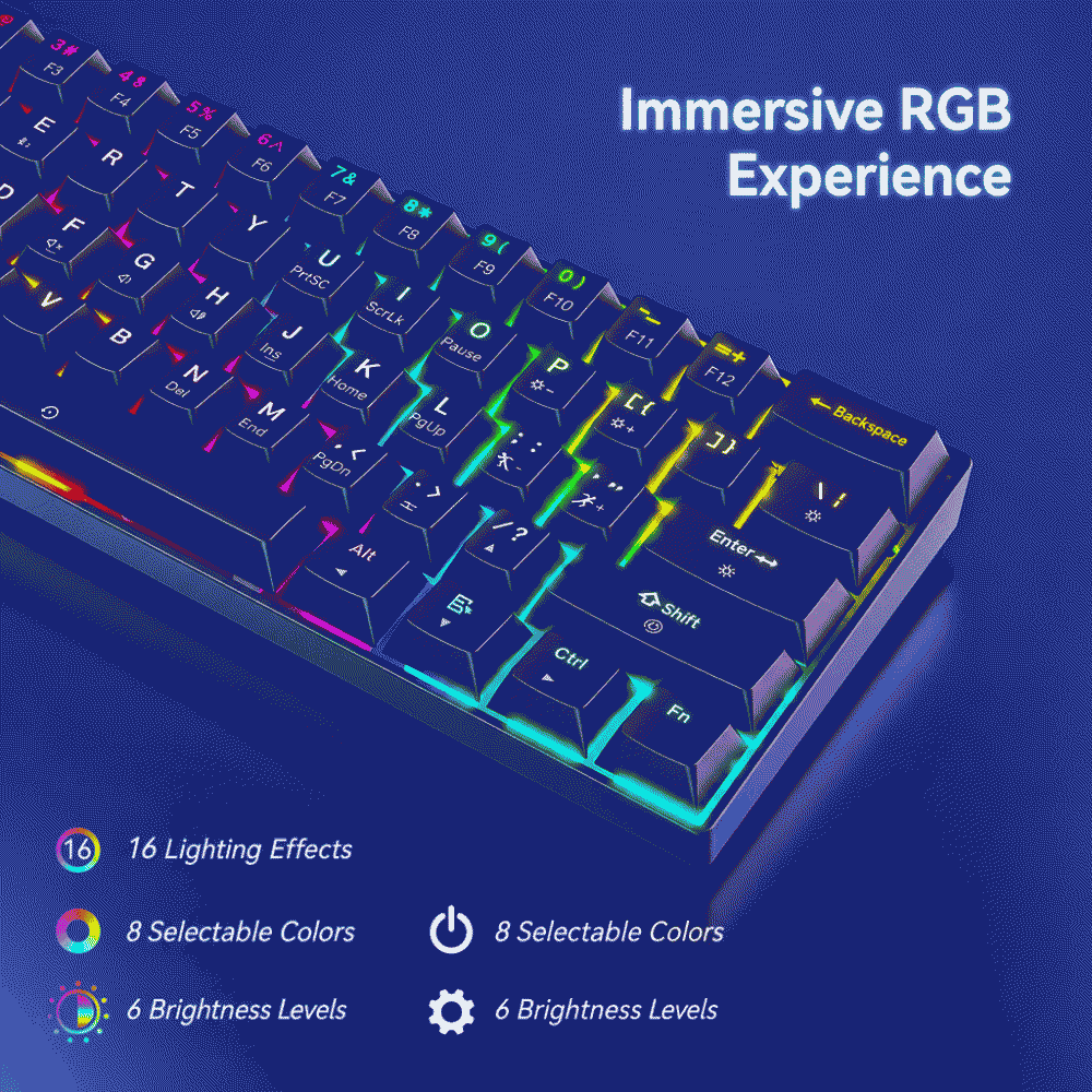 Bluetooth the third mock examination mechanical keyboard 61-key RGB light-emitting tea-axis gaming wireless keyboard