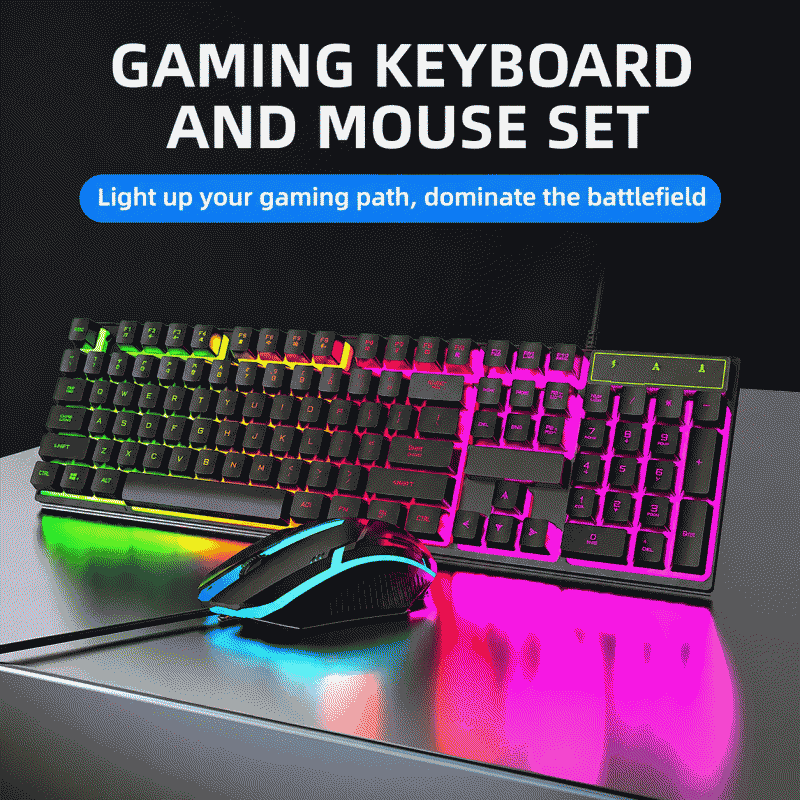 The K323 wired gaming keyboard and mouse set, a cool backlit mechanical keyboard kit, is suitable for gaming and office use