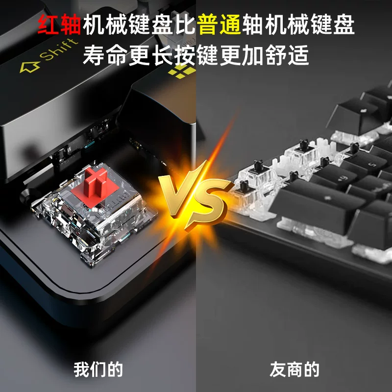 CX20 wired mechanical keyboard 104-key red axis color-blocked office gaming illuminated gaming key