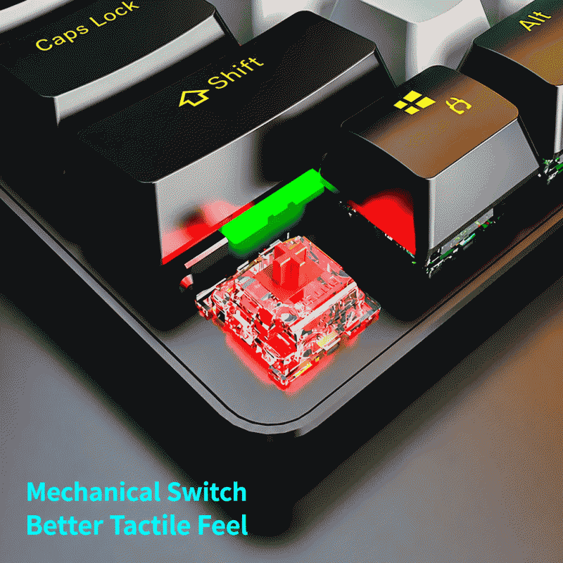 CX20 wired mechanical keyboard 104-key red axis color-blocked office gaming illuminated gaming key