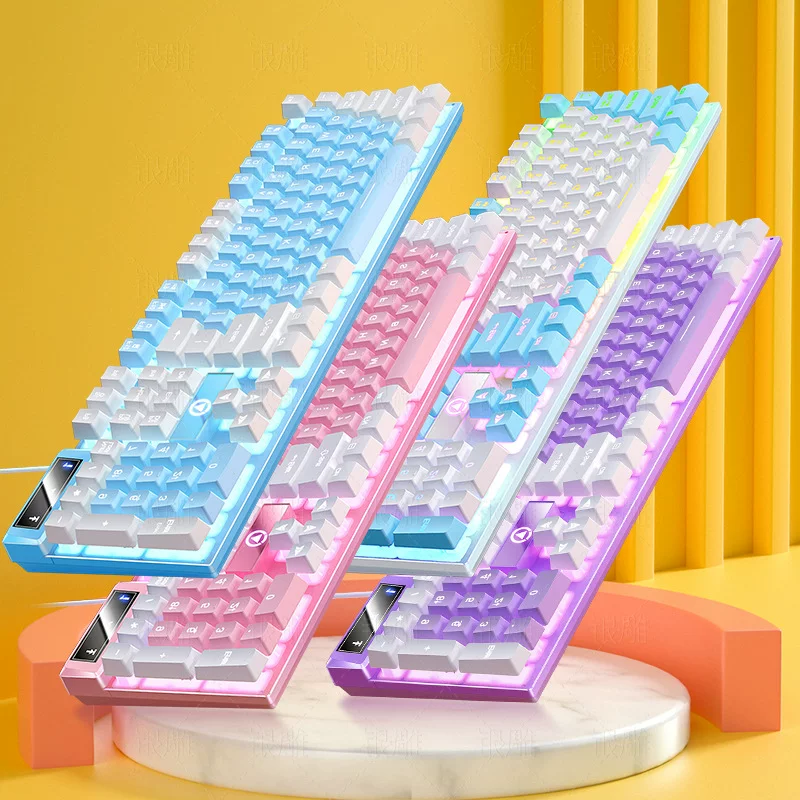 Silver Sculpture K500 game wired keyboard, color-block luminous mechanical feel, desktop computer accessories, cross-border wholesale, AliExpress