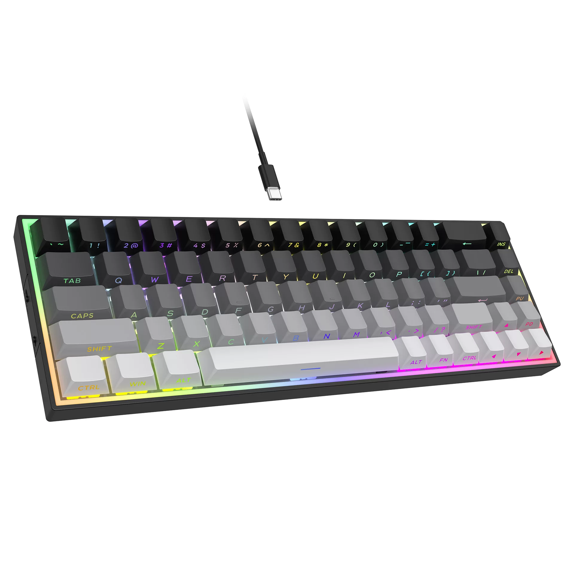 Wired mechanical keyboard, green axis, 68 keys, hot-swappable, side-engraved gradient, gaming keyboard for e-sports