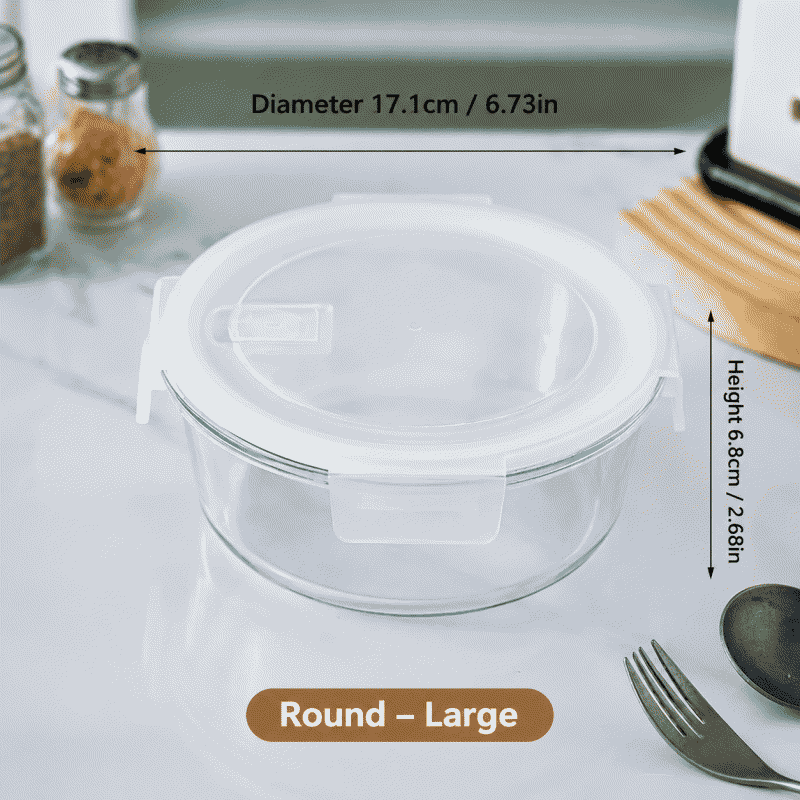 Microwave oven-safe glass lunch box, rectangular bento box, refrigerator-specific take-out meal box, large-capacity fresh-keeping bowl
