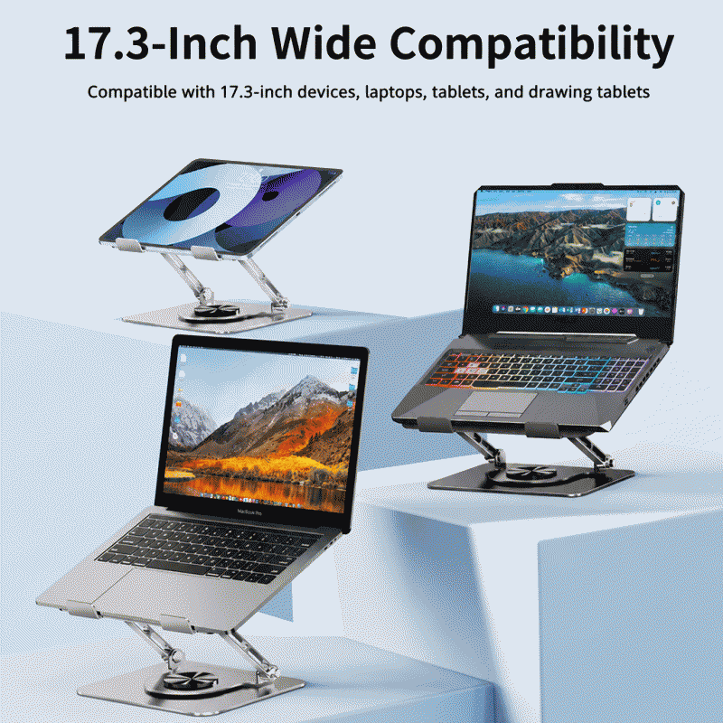 Laptop stand bracket with 360° rotation, desktop height increase, suspended vertical lifting, and cooling