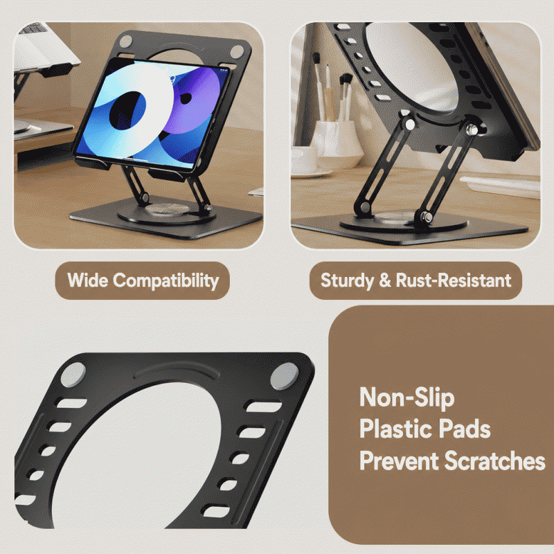 Popular cooling laptop stand with rotation and folding features, office desktop riser, metal bracket