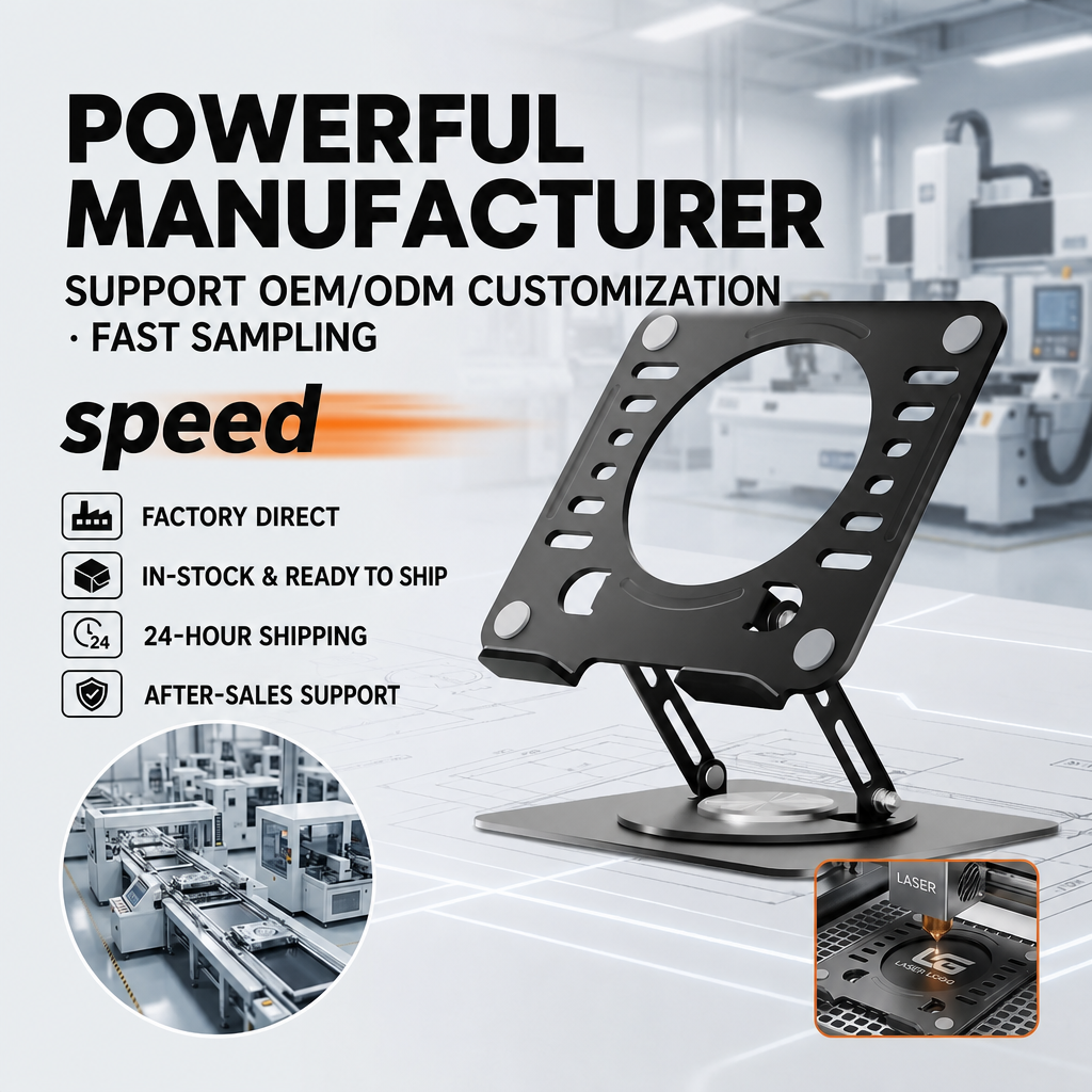 Popular cooling laptop stand with rotation and folding features, office desktop riser, metal bracket