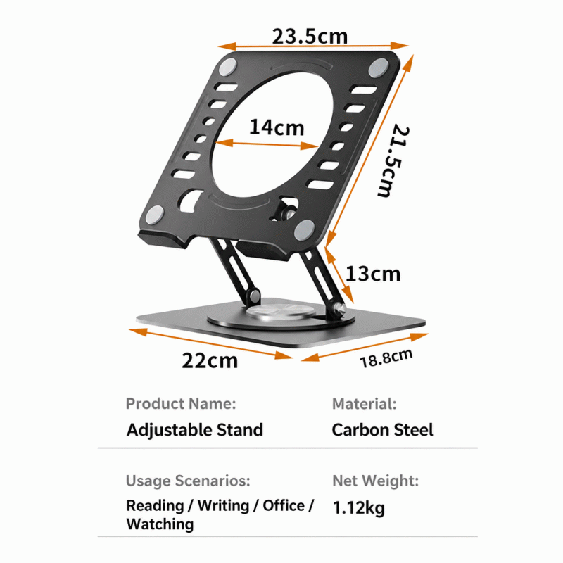 Popular cooling laptop stand with rotation and folding features, office desktop riser, metal bracket