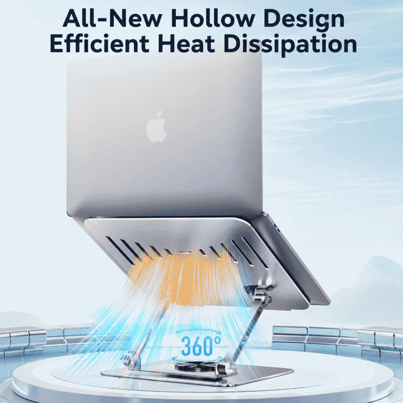 Laptop stand bracket with 360° rotation, desktop height increase, suspended vertical lifting, and cooling function