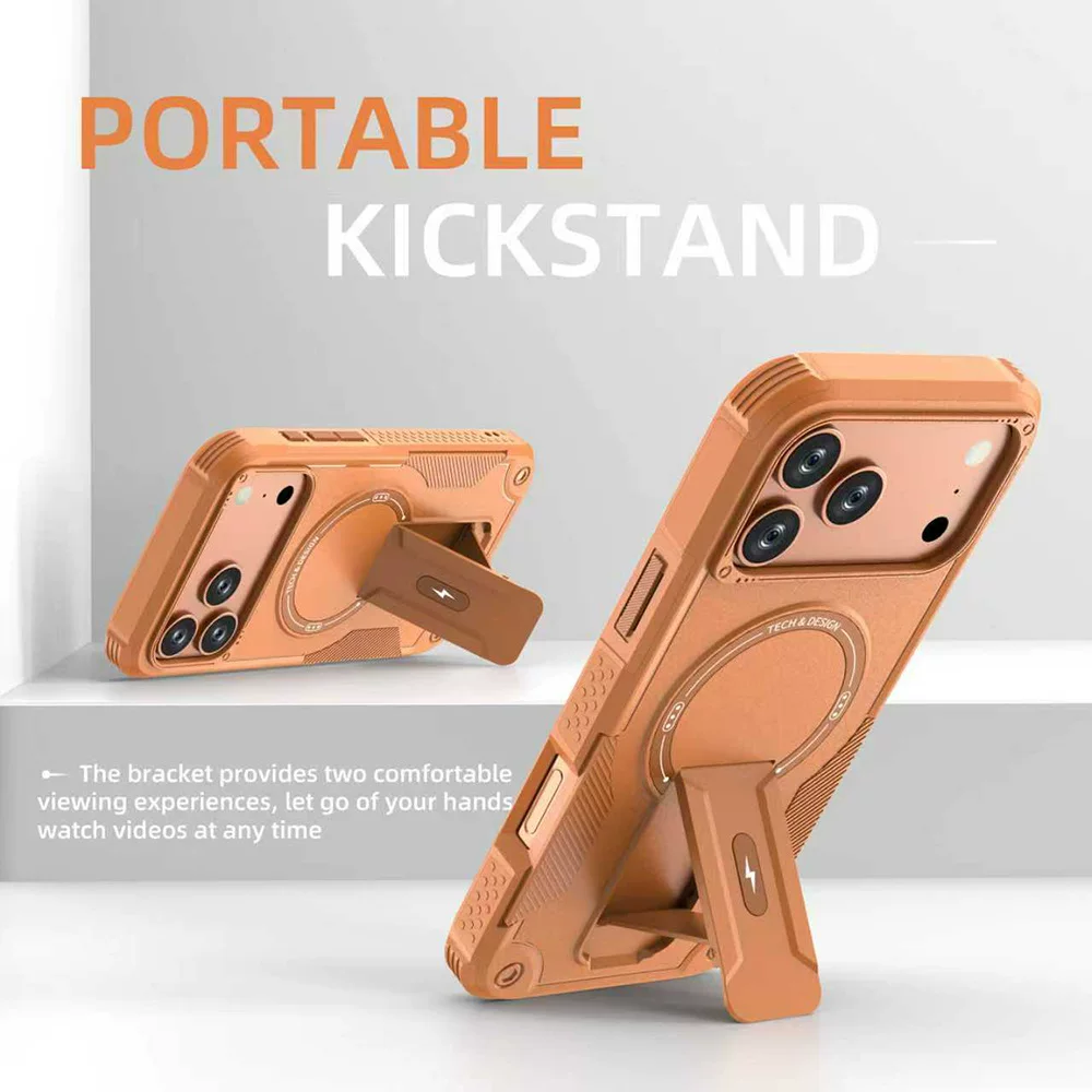 "Dejia magnetic hidden bracket is suitable for Apple iPhone 17 Pro Max phone case, providing shockproof and magnetic attraction."