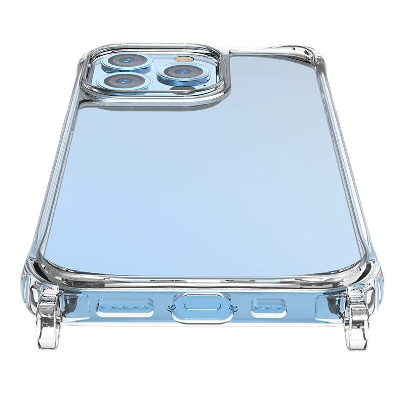 The Apple 16 lanyard phone case is a popular export product. It features a thickened one-piece acrylic lanyard with resin coating and transparent material