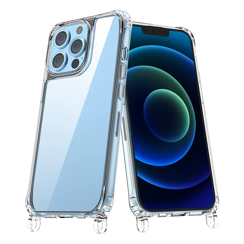 The Apple 16 lanyard phone case is a popular export product. It features a thickened one-piece acrylic lanyard with resin coating and transparent material