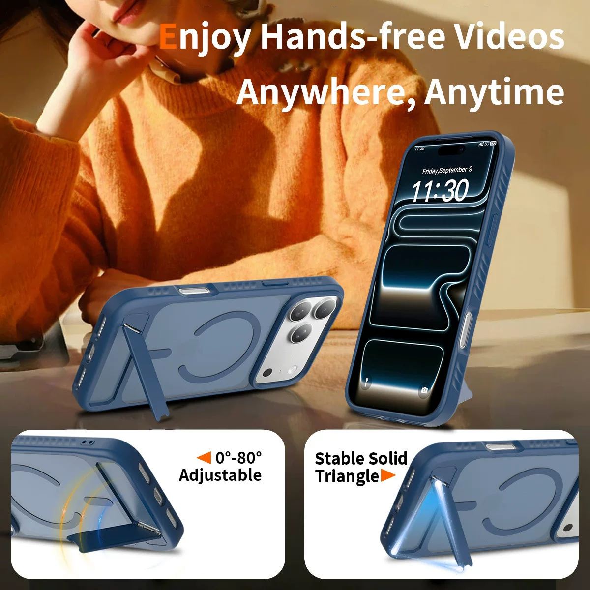 Cross-border application: iPhone18 stand and phone case 2-in-1 Apple 17 airbag anti-drop 16 magnetic protective case