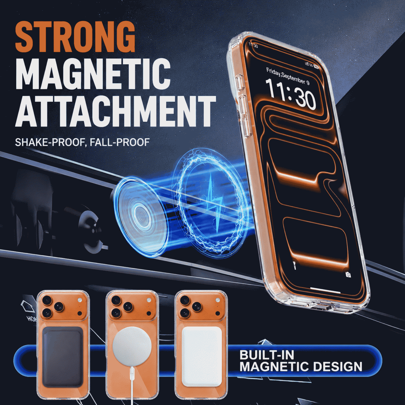 MagSafe magnetic attachment compatible iPhone 18 Pro Max case, transparent, shockproof, Apple 18 case