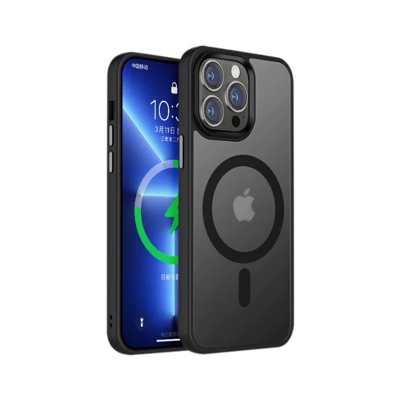 跨境适用iPhone15/14/13ProMax肤感磁吸防摔磨砂手机壳批发可定制