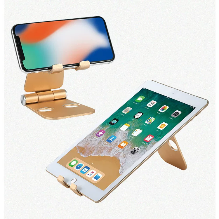 Desktop pad tablet live broadcast phone holder, foldable multi-functional metal lazy phone holder