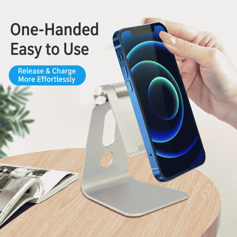 Single-folding aluminum alloy mobile phone tablet Pad suitable for lazy people, gift with logo printed, desktop metal stand