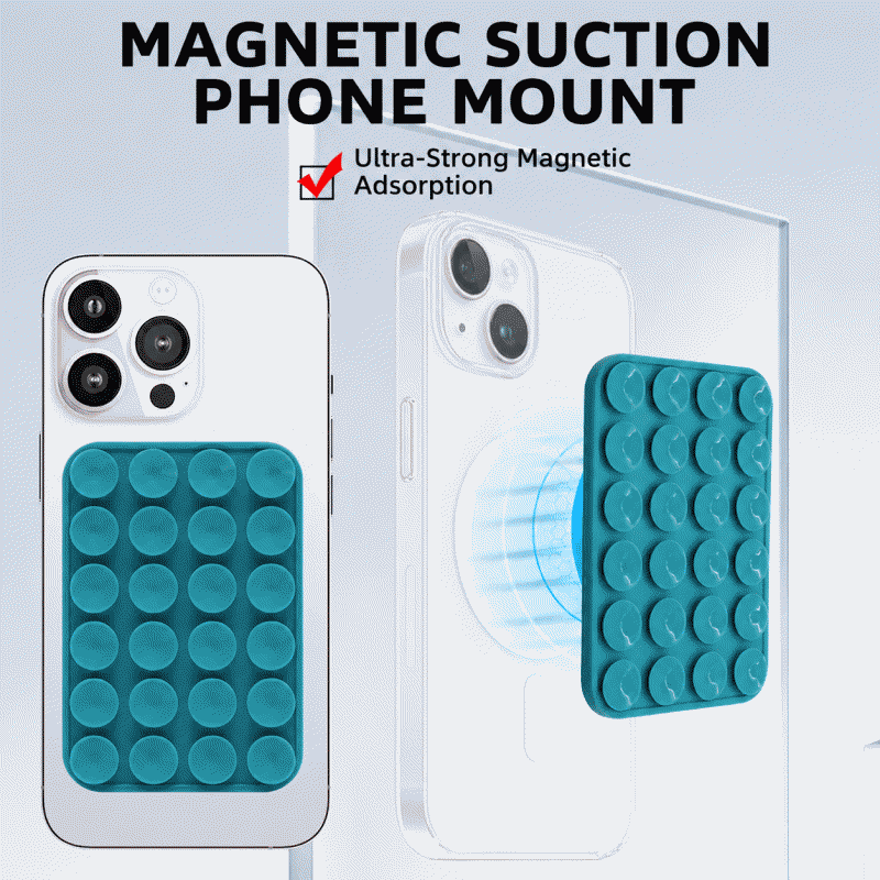 Magnetic silicone suction cup, adhesive silicone magnet phone holder, magnetic phone back suction cup holder