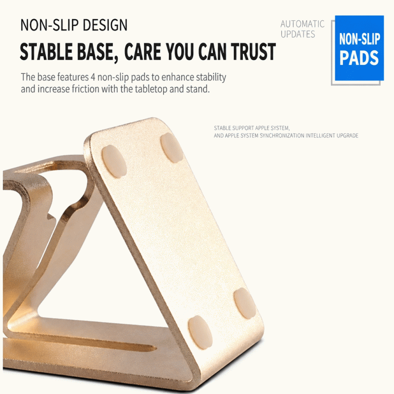 Desktop aluminum alloy flat phone holder, bedside lazy person's phone holder with printed LOGO, gift metal phone holder