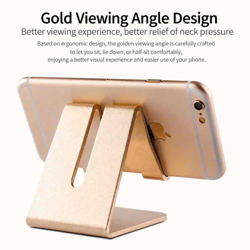 Desktop aluminum alloy flat phone holder, bedside lazy person's phone holder with printed LOGO, gift metal phone holder