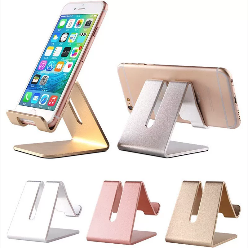 Desktop aluminum alloy flat phone holder, bedside lazy person's phone holder with printed LOGO, gift metal phone holder