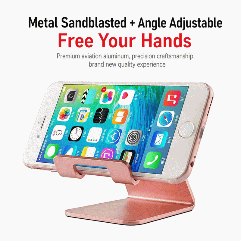 Desktop aluminum alloy flat phone holder, bedside lazy person's phone holder with printed LOGO, gift metal phone holder