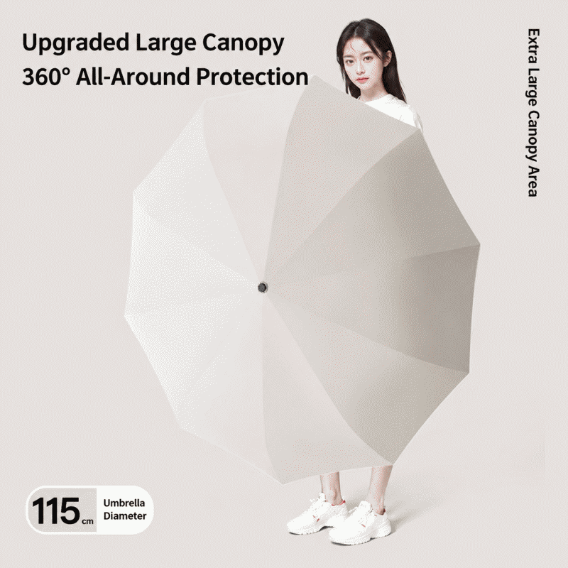 Sunshade umbrella, reinforced and thickened, foldable, manual, three-fold, black rubber, sunscreen, sun and rain umbrella, suitable for both sunny and rainy weather