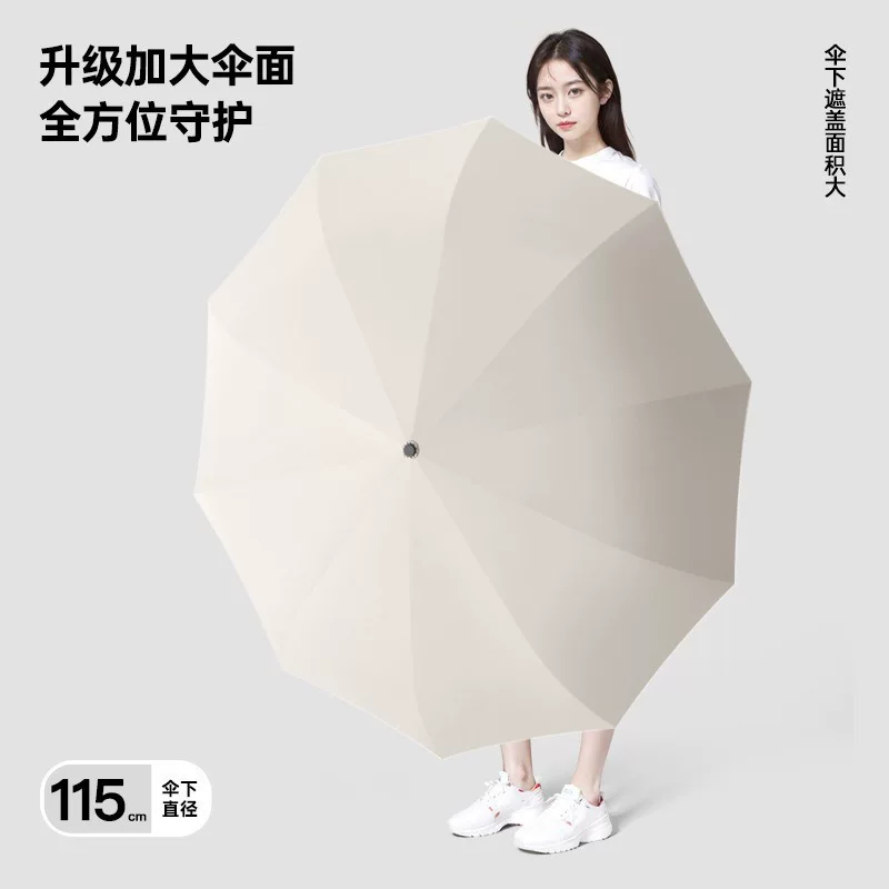 Wholesale of enlarged, reinforced and thickened folding manual three-fold black rubber sun protection umbrellas, suitable for both sunny and rainy days
