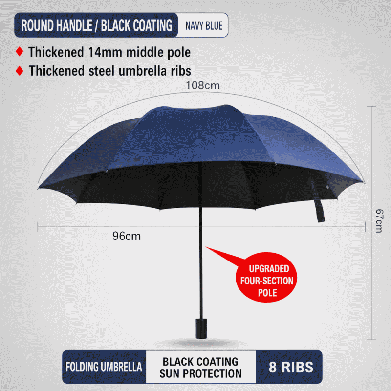 12-bone umbrella, extra large, for men and women, reinforced manual folding, suitable for three people, both rain and sun protection, anti-storm sun umbrella